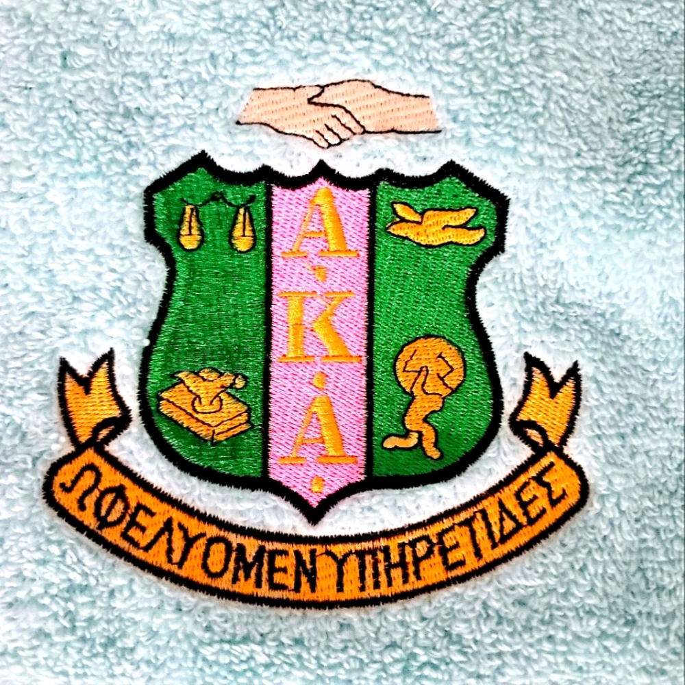2pc Alpha Kappa Alpha Sorority Embroidered Towel Set